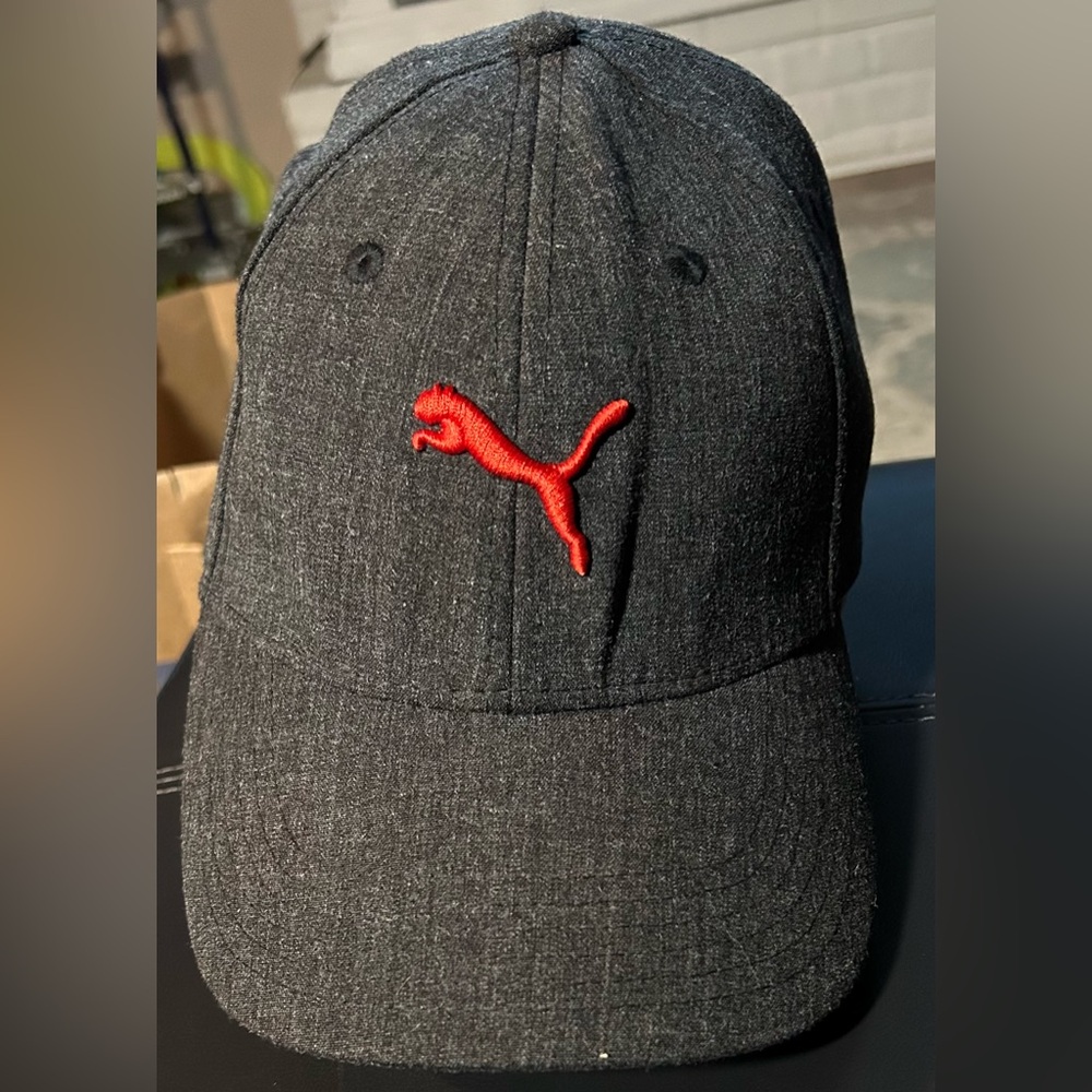 Puma Black Cap with Red Logo L/XL